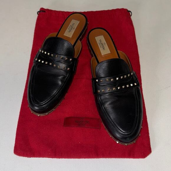 Valentino Garavani Rockstud Black Leather Mules Size 39 - Picture 14 of 14